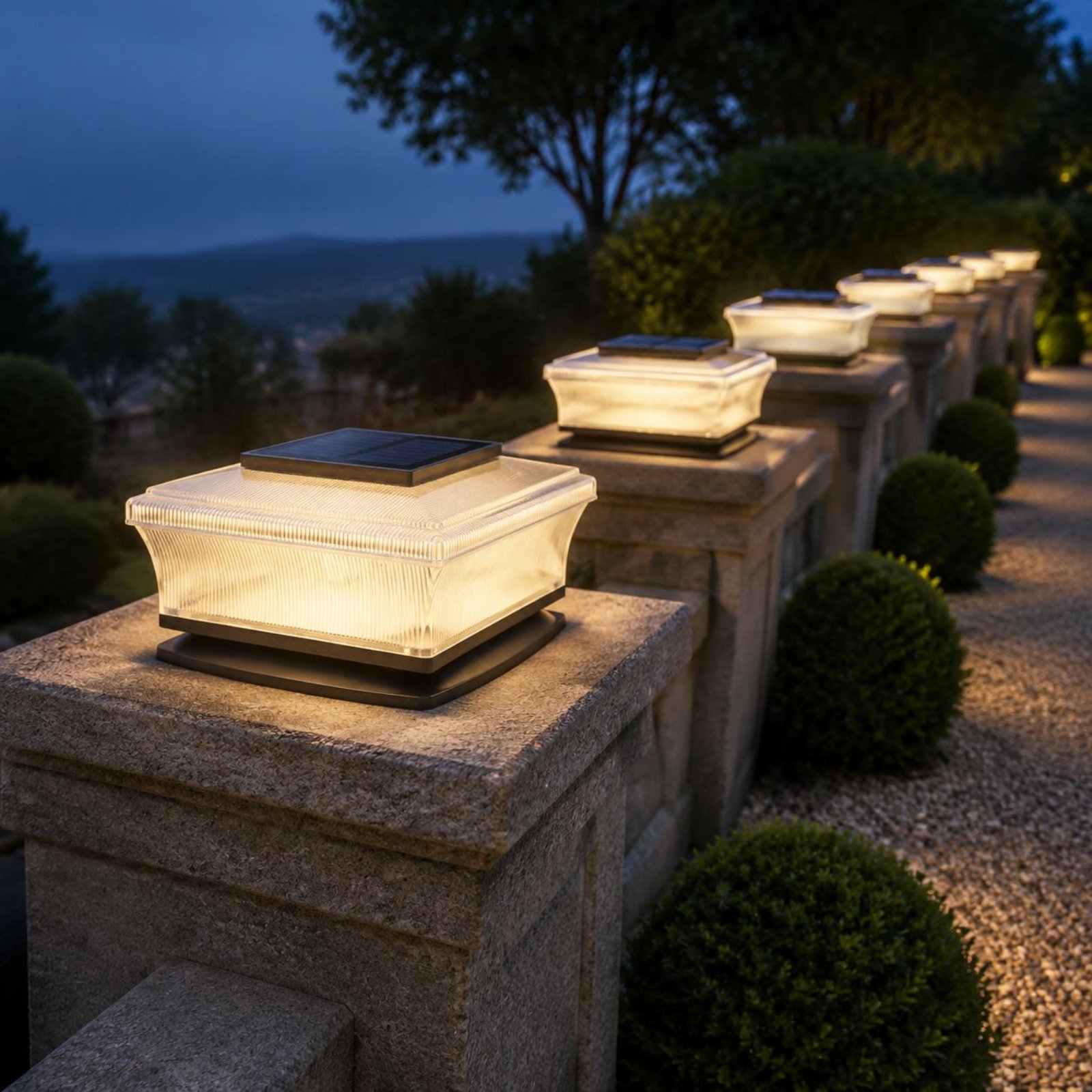 Solar Garden Light - ソーラーポストキャップライト ワイヤレススクエアポストライト 屋外照明 3000K 暖白色 モダン