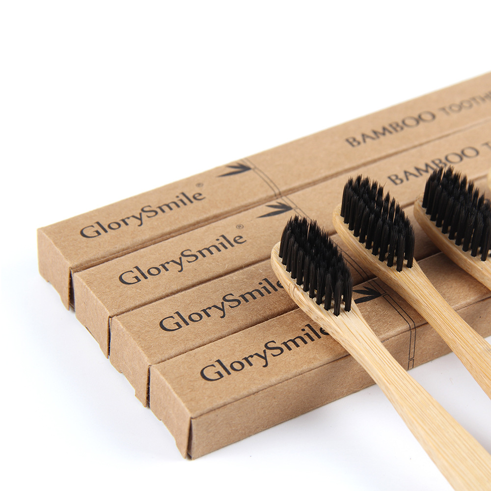 Bamboo Toothbrush - 1/4本入り竹製歯ブラシ - BPAフリーの柔らかい毛の歯ブラシ、環境に優しい天然木製歯ブラシ、生分解性の毛先