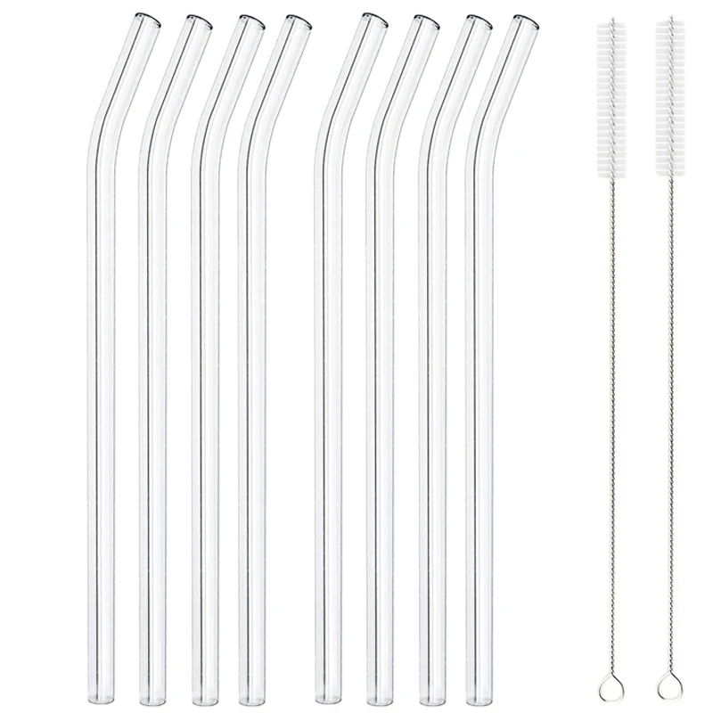 Reusable Straw - 20cm 再利用可能なガラスストロー、高ホウケイ酸スムージーカクテルストロー環境に優しいドリンクウェアストローワインアクセサリー