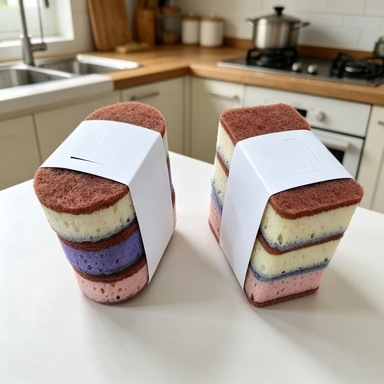 Eco Sponge - 厚みのある両面キッチンスポンジ | 焦げ付き防止オイル食器洗い＆鍋洗いスポンジ | 高密度吸収性研磨パッド