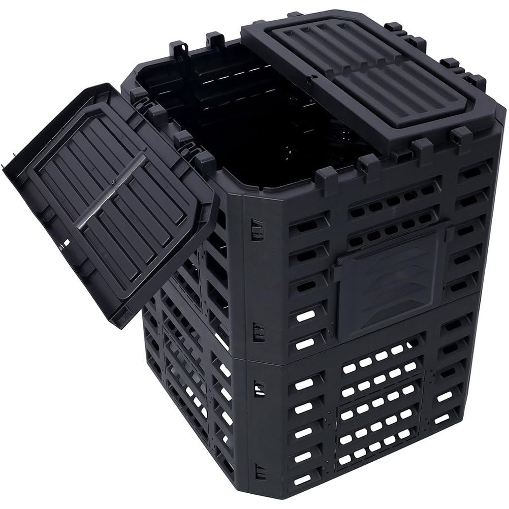 Compost Bin - 屋外用コンポストビン、BPAフリーのリサイクルプラスチック製コンポストタンブラー、蓋と通気孔付きの庭用ゴミコンポスターバレル