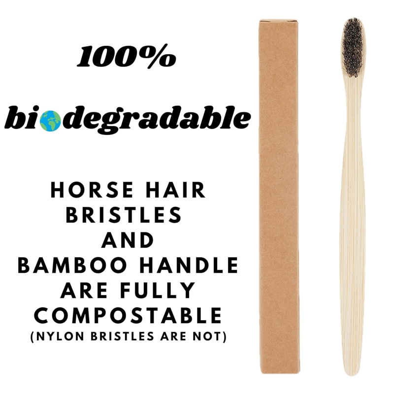 100本入り、馬毛を使用した竹製歯ブラシ。天然毛を使用した手 - Bamboo Toothbrush のレビューと価格