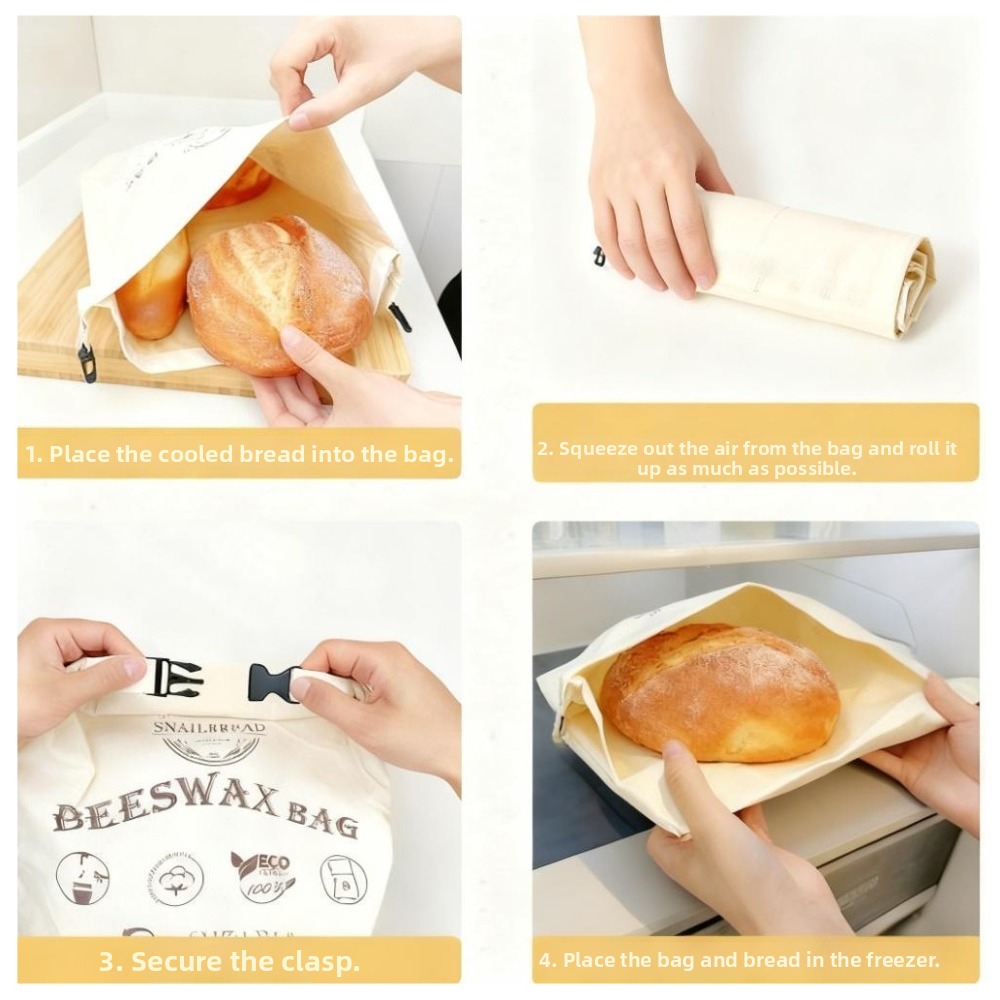 再利用可能な蜜蝋入りパン袋。蜜蝋加工を施した綿生地を使用し、 - Reusable Bag のレビューと価格