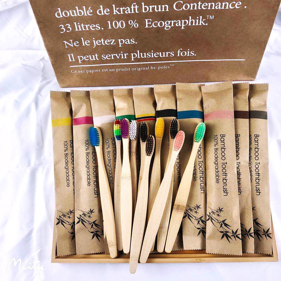 ランダムカラー 5/10本入り 竹製歯ブラシ 再利用可能 エ - Bamboo Toothbrush のレビューと価格