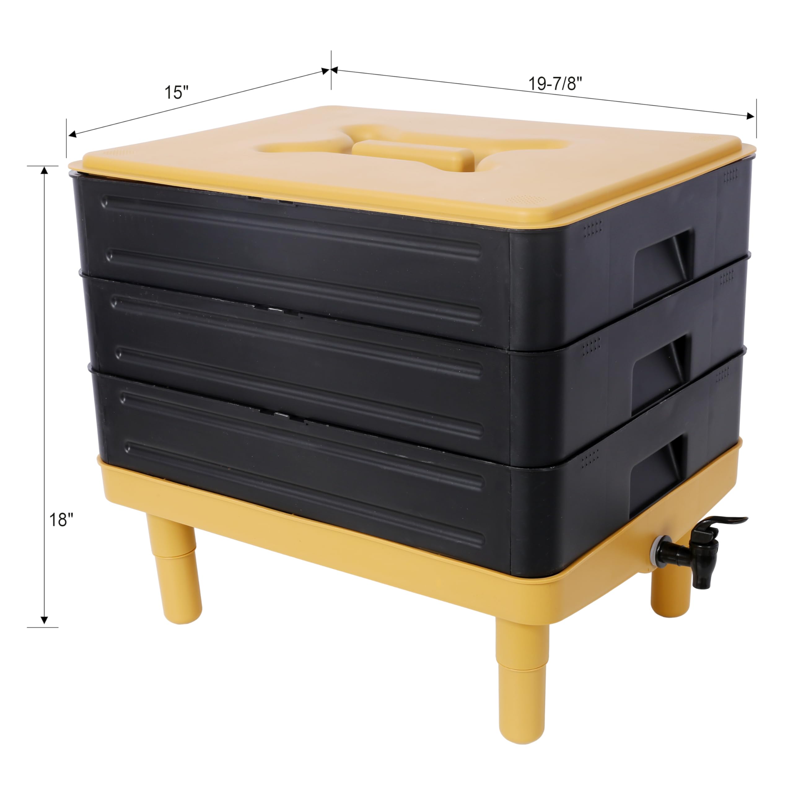 堆肥化用ミミズコンポスト容器、65L 3段式キッチン廃棄物リ - Compost Bin のレビューと価格