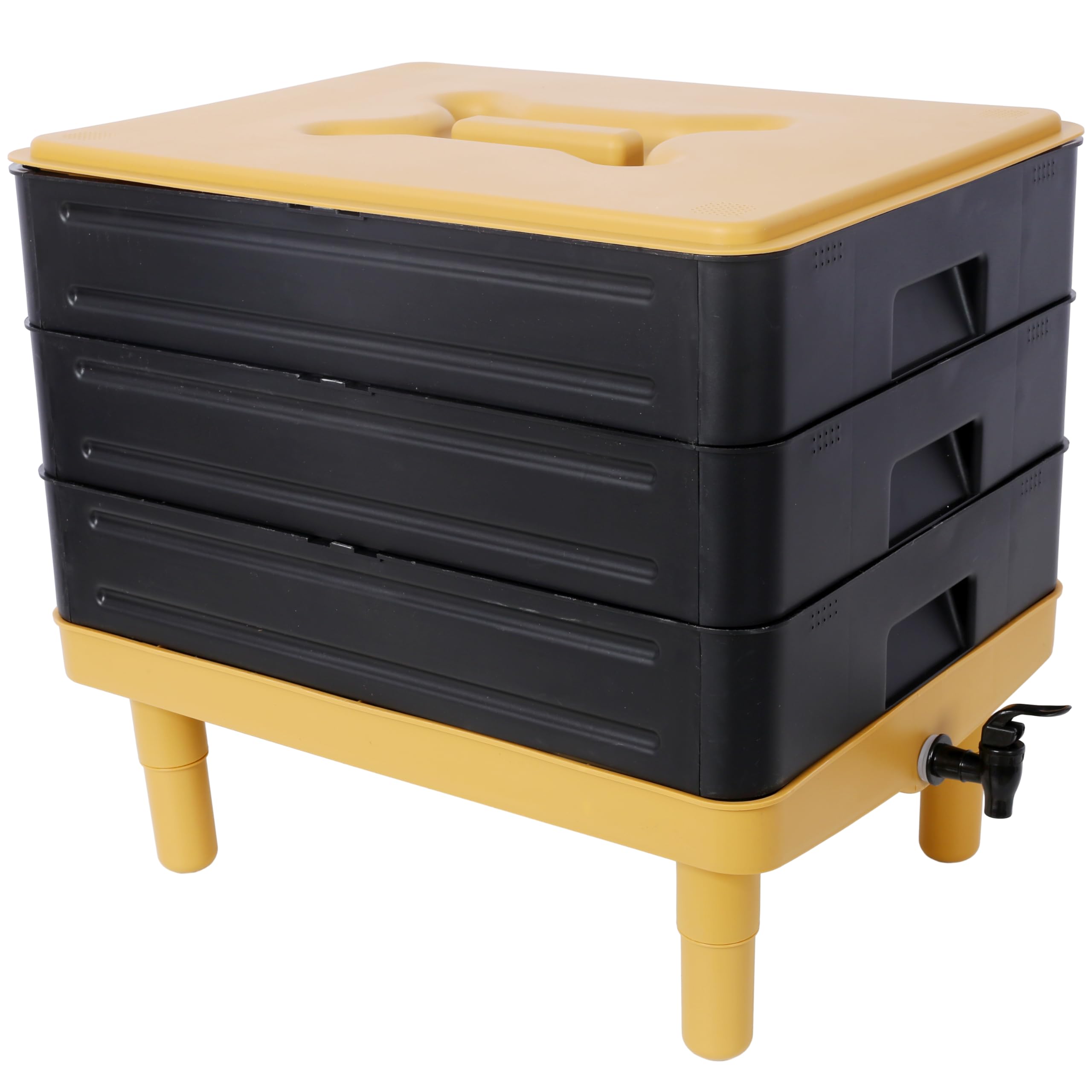 堆肥化用ミミズコンポスト容器、65L 3段式キッチン廃棄物リ - Compost Bin のレビューと価格