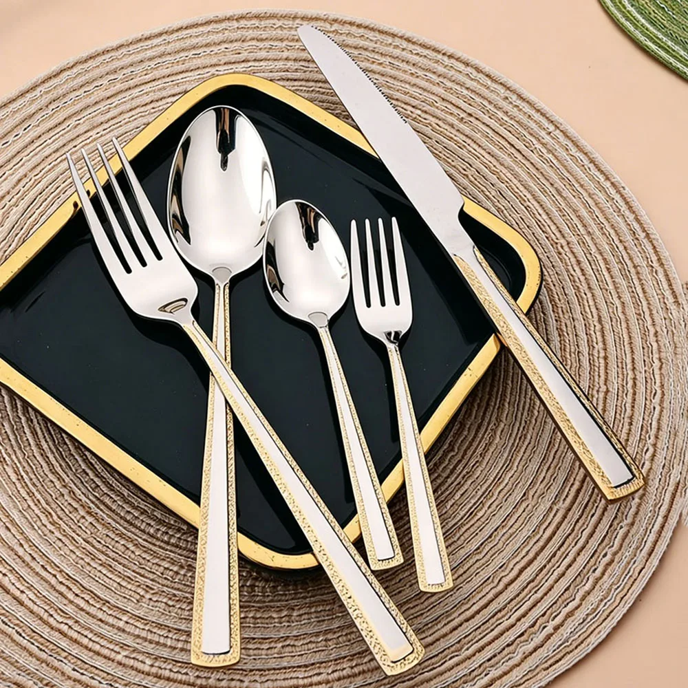 ステンレス製カトラリーセット4点セット。ナイフ、フォーク、ス - Bamboo Cutlery のレビューと価格
