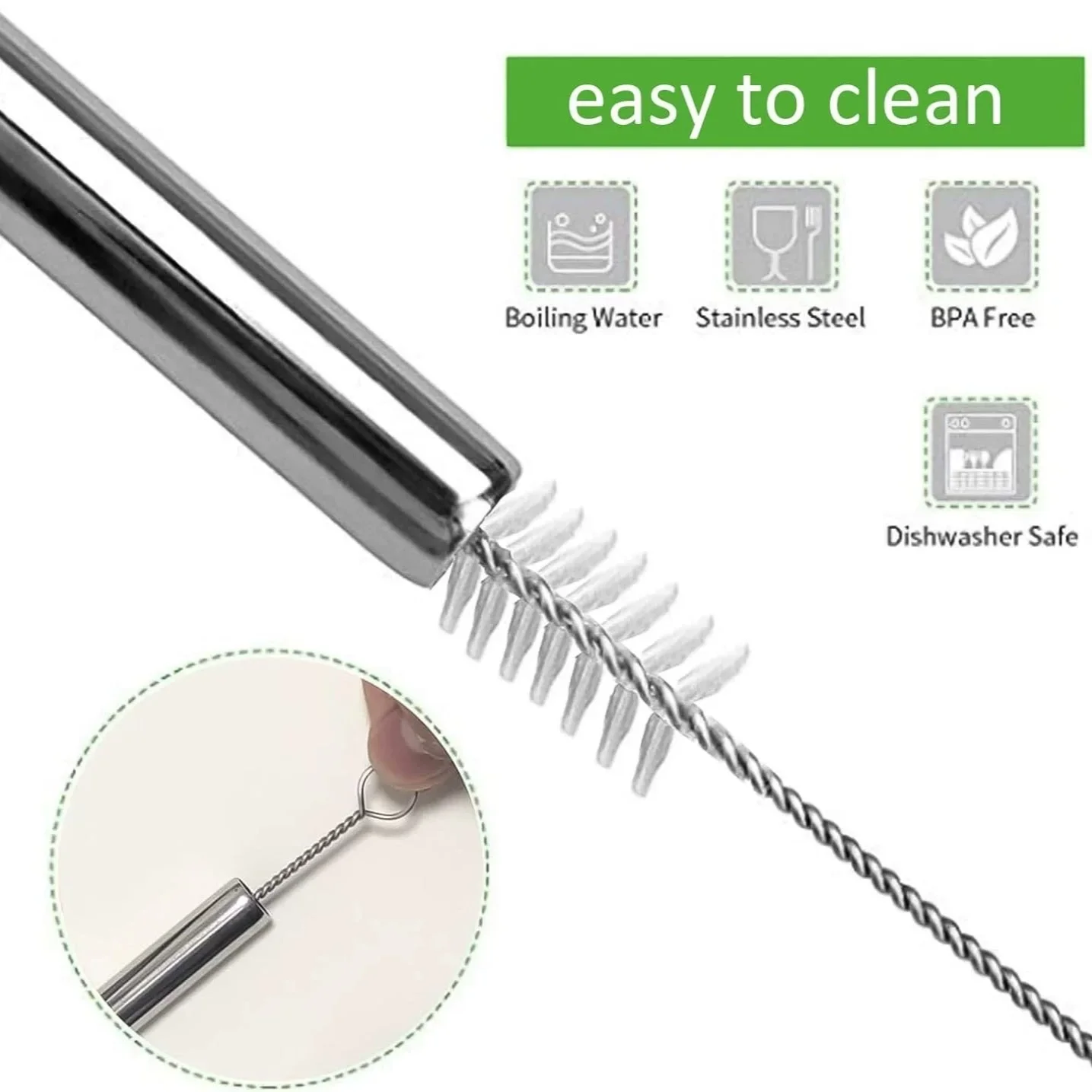 5/10 個再利用可能な飲料用ストロー 304 ステンレス鋼 - Reusable Straw のレビューと価格