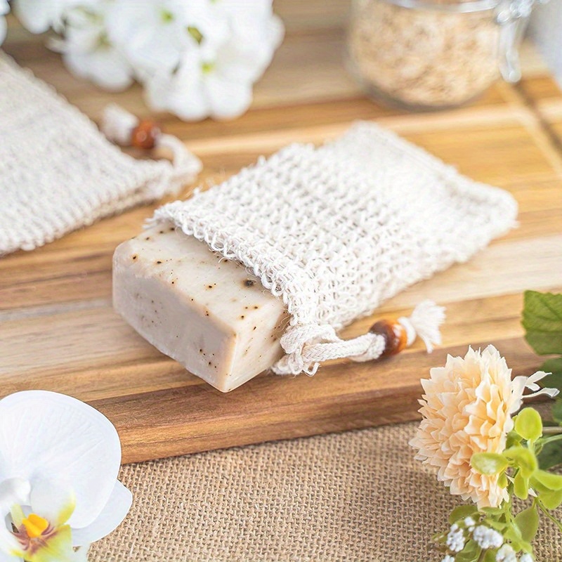石鹸袋セット天然ラミーメッシュ、角質除去二重層フォーム、石鹸 - Eco Sponge のレビューと価格