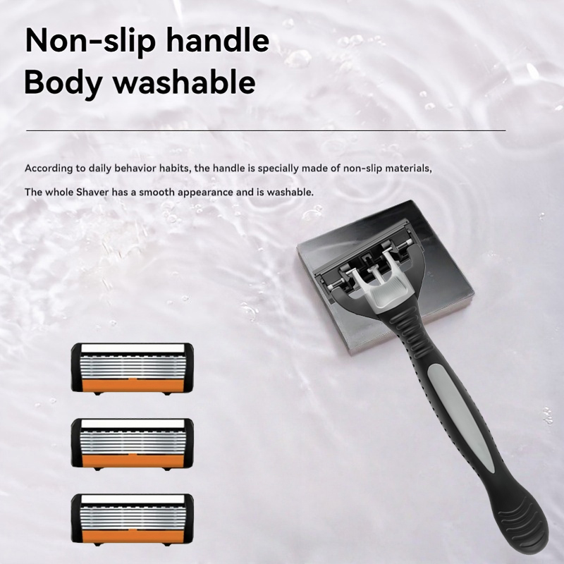 新しいシェーバー男性用かみそりシェービング6層ステンレス刃シ - Safety Razor Handle のレビューと価格