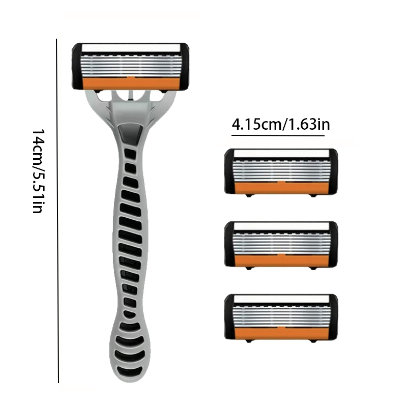 新しいシェーバー男性用かみそりシェービング6層ステンレス刃シ - Safety Razor Handle のレビューと価格